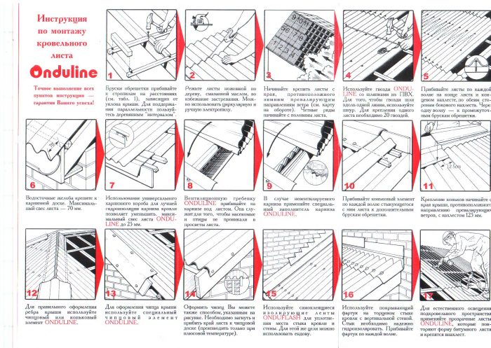схема монтажа ондулина и крепежей